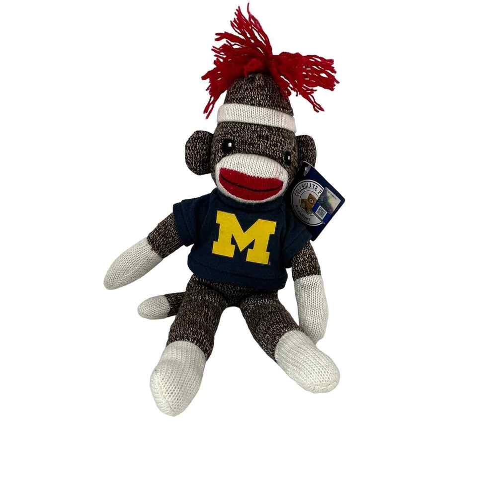 MICHIGAN 8" Socks Monkey Plush Toy Mascot Red Yarn Hat Stuffed Animal Toy